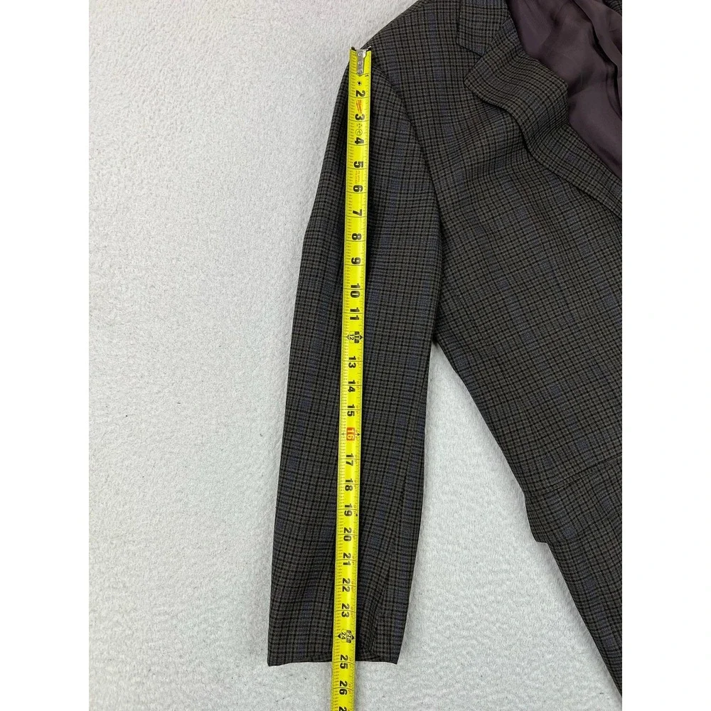 Ermenegildo Zegna Mens 46R Gray Plaid Wool Tweed Sport Coat Blazer EU 56R